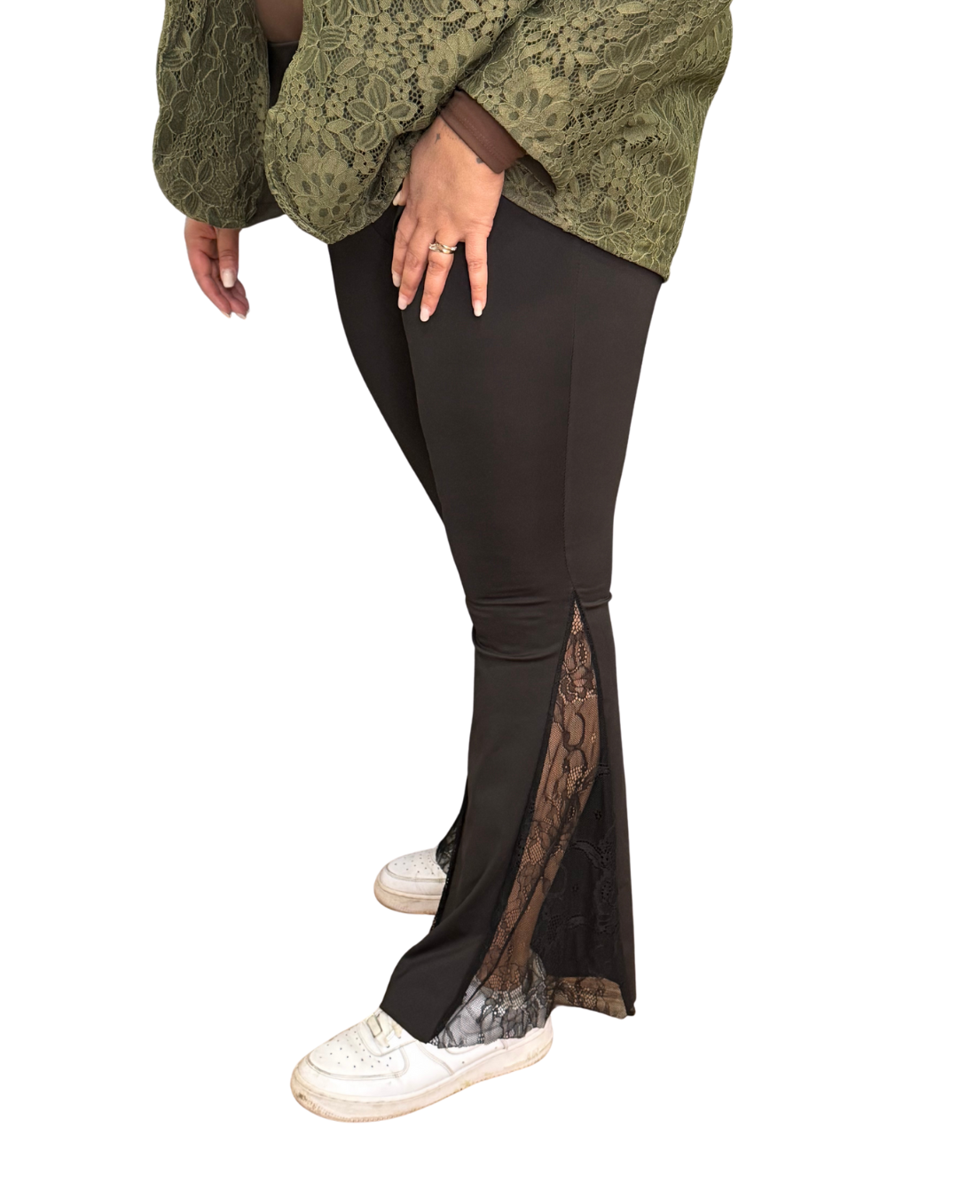 Pantaloni Zampa Pizzo Nero