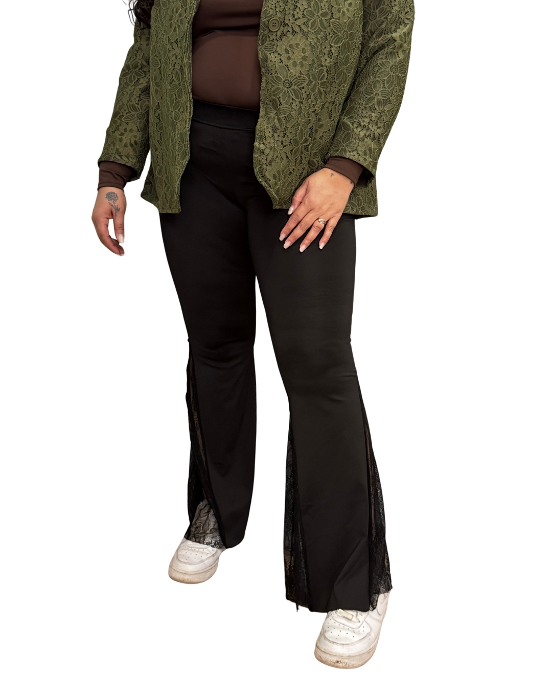 Pantaloni Zampa Pizzo Nero