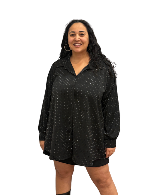 Maxi Camicia Glitter- Nera