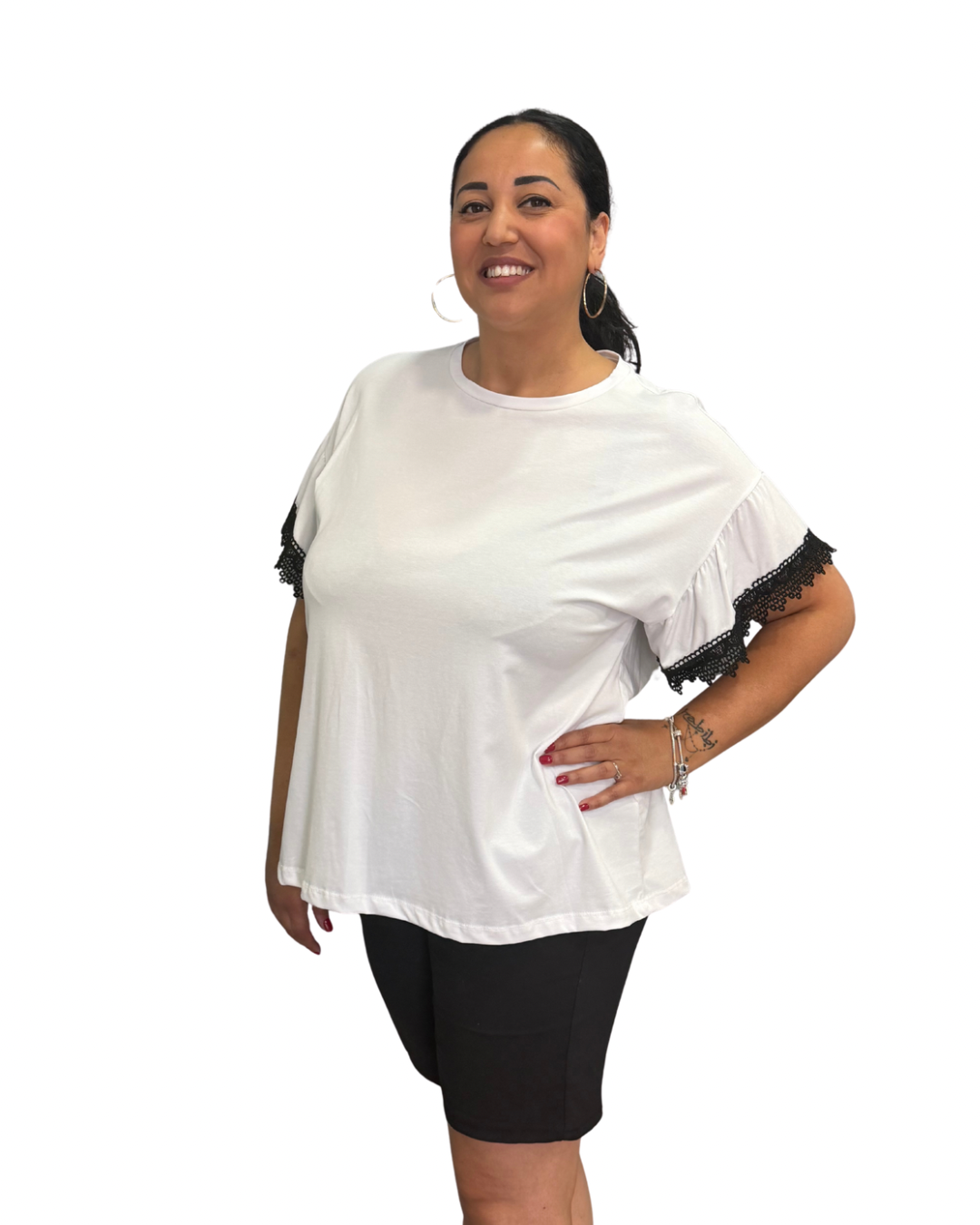 T-Shirt Pizzo - Bianca